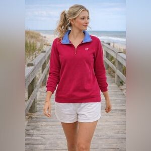 Vineyard Vines Pink Quarter-Zip Pullover XS